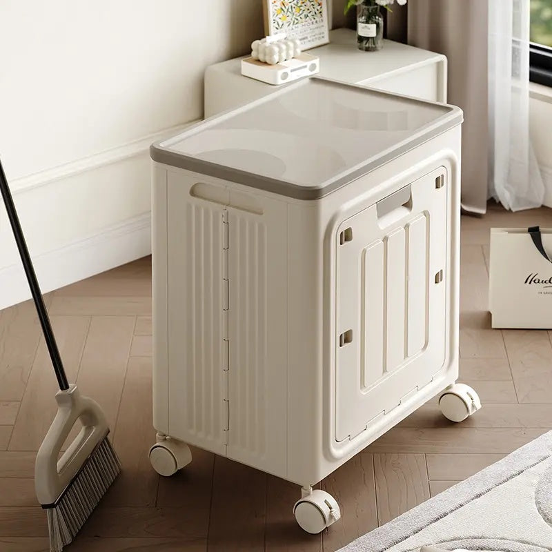 Rolling Laundry Hamper with Lid, Breathable Odor Inhibiting Laundry Basket on Wheels, Mobile Clothes Storage Bin; Dimension Info Shown on SKU Pictures, Installation Tutorial Available in Main Image & Product Description