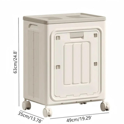 Rolling Laundry Hamper with Lid, Breathable Odor Inhibiting Laundry Basket on Wheels, Mobile Clothes Storage Bin; Dimension Info Shown on SKU Pictures, Installation Tutorial Available in Main Image & Product Description