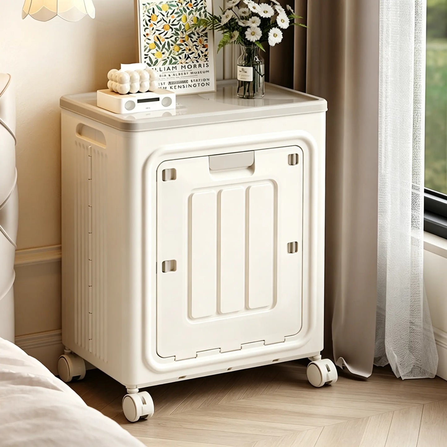 Rolling Laundry Hamper with Lid, Breathable Odor Inhibiting Laundry Basket on Wheels, Mobile Clothes Storage Bin; Dimension Info Shown on SKU Pictures, Installation Tutorial Available in Main Image & Product Description