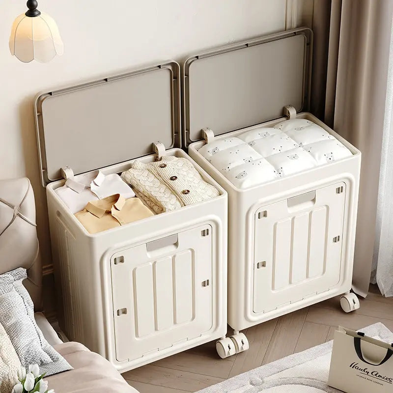 Rolling Laundry Hamper with Lid, Breathable Odor Inhibiting Laundry Basket on Wheels, Mobile Clothes Storage Bin; Dimension Info Shown on SKU Pictures, Installation Tutorial Available in Main Image & Product Description