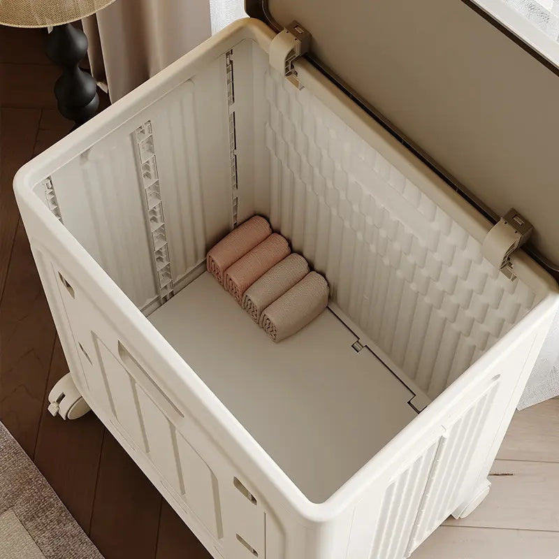 Rolling Laundry Hamper with Lid, Breathable Odor Inhibiting Laundry Basket on Wheels, Mobile Clothes Storage Bin; Dimension Info Shown on SKU Pictures, Installation Tutorial Available in Main Image & Product Description