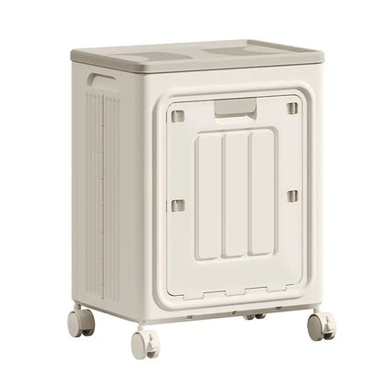 Rolling Laundry Hamper with Lid, Breathable Odor Inhibiting Laundry Basket on Wheels, Mobile Clothes Storage Bin; Dimension Info Shown on SKU Pictures, Installation Tutorial Available in Main Image & Product Description